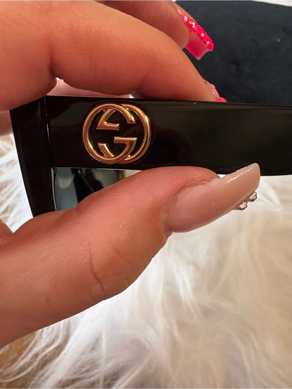 Gucci Glossy Black Oversized Square Women's Sunglasses